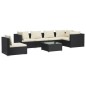 vidaXL 7-tlg. Garten-Lounge-Set mit Kissen Poly Rattan Schwarz vidaXL 7-tlg. Garten-Lounge-Set mit Kissen Poly Rattan Schwarz