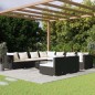 vidaXL 10-tlg. Garten-Lounge-Set mit Kissen Schwarz Poly Rattan vidaXL 10-tlg. Garten-Lounge-Set mit Kissen Schwarz Poly Rattan
