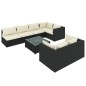 vidaXL 8-tlg. Garten-Lounge-Set mit Kissen Schwarz Poly Rattan vidaXL 8-tlg. Garten-Lounge-Set mit Kissen Schwarz Poly Rattan