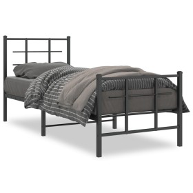vidaXL Bettgestell mit Kopf- und Fußteil Metall Schwarz 80x200 cm