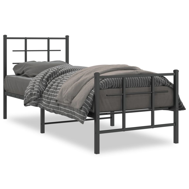 vidaXL Bettgestell mit Kopf- und Fußteil Metall Schwarz 80x200 cm vidaXL Bettgestell mit Kopf- und Fußteil Metall Schwarz 80x200 cm