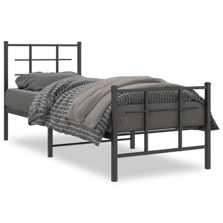 vidaXL Bettgestell mit Kopf- und Fußteil Metall Schwarz 80x200 cm