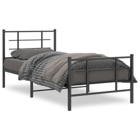 vidaXL Bettgestell mit Kopf- und Fußteil Metall Schwarz 90x200 cm