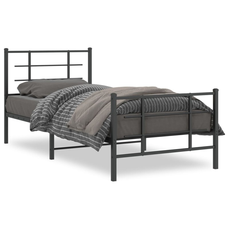 vidaXL Bettgestell mit Kopf- und Fußteil Metall Schwarz 90x200 cm vidaXL Bettgestell mit Kopf- und Fußteil Metall Schwarz 90x200 cm
