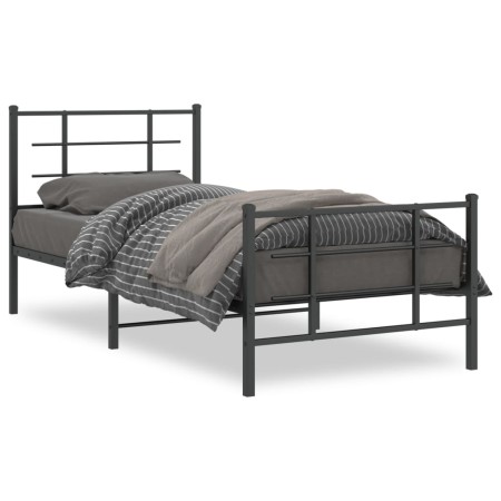 vidaXL Bettgestell mit Kopf- und Fußteil Metall Schwarz 90x200 cm