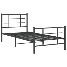 vidaXL Bettgestell mit Kopf- und Fußteil Metall Schwarz 90x200 cm