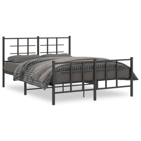 vidaXL Bettgestell mit Kopf- und Fußteil Metall Schwarz 140x190 cm