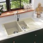 vidaXL Granitspüle Doppelbecken Beige vidaXL Granitspüle Doppelbecken Beige
