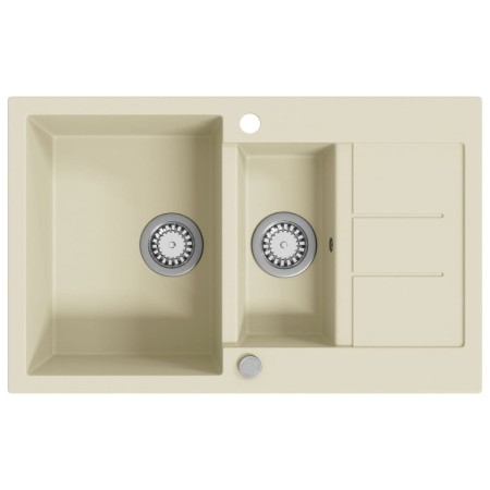 vidaXL Granitspüle Doppelbecken Beige