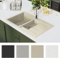 vidaXL Granitspüle Doppelbecken Beige vidaXL Granitspüle Doppelbecken Beige