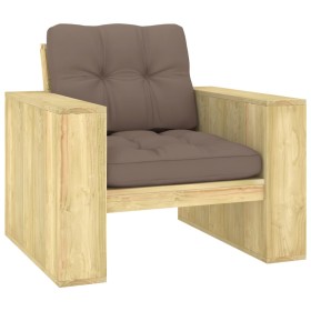 vidaXL Gartenstuhl mit Taupe Kissen Imprägniertes Kiefernholz