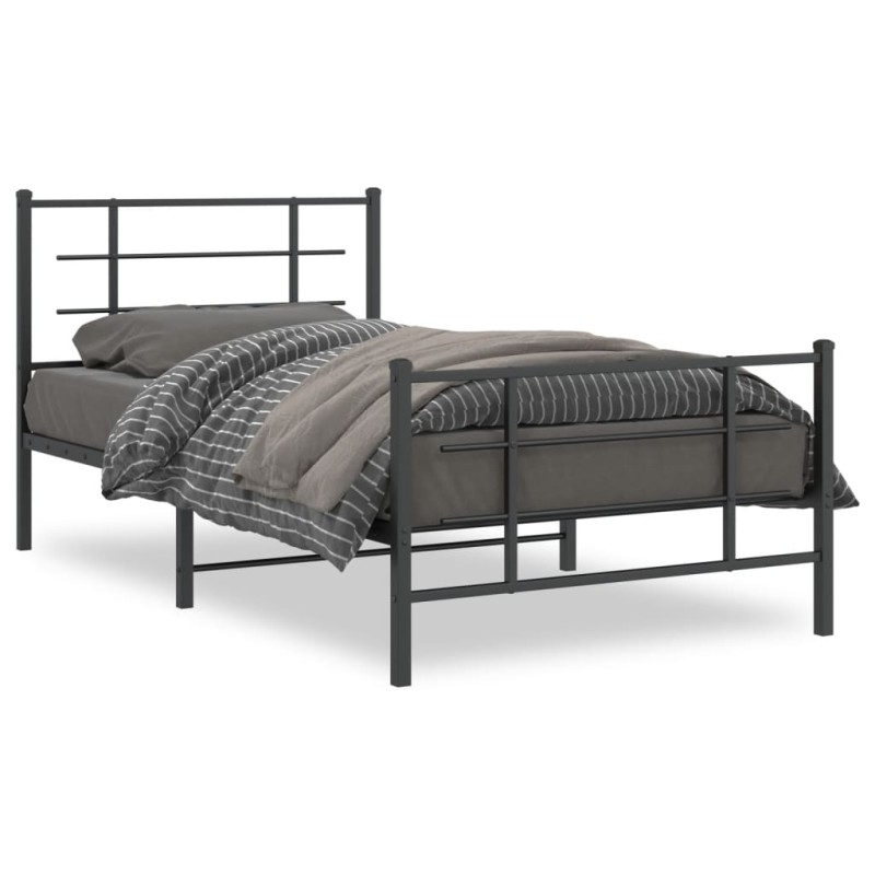 vidaXL Bettgestell mit Kopf- und Fußteil Metall Schwarz 100x200 cm vidaXL Bettgestell mit Kopf- und Fußteil Metall Schwarz 100x200 cm