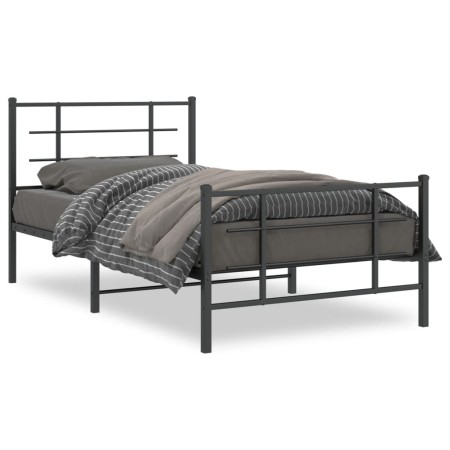 vidaXL Bettgestell mit Kopf- und Fußteil Metall Schwarz 100x200 cm