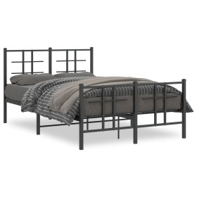 vidaXL Bettgestell mit Kopf- und Fußteil Metall Schwarz 120x190 cm