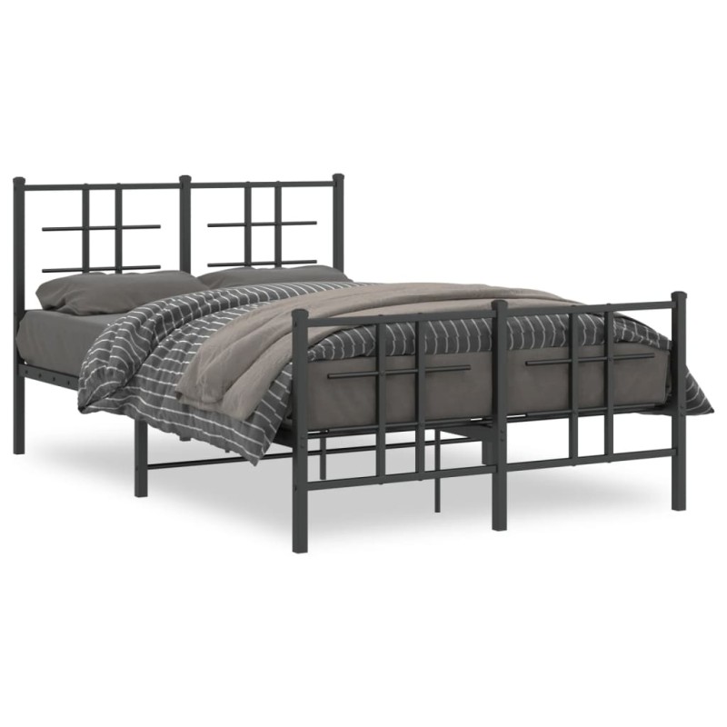 vidaXL Bettgestell mit Kopf- und Fußteil Metall Schwarz 120x190 cm vidaXL Bettgestell mit Kopf- und Fußteil Metall Schwarz 120x190 cm