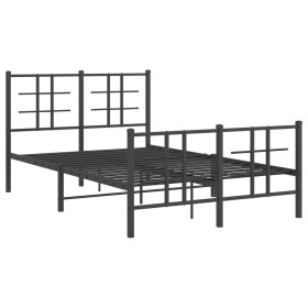 vidaXL Bettgestell mit Kopf- und Fußteil Metall Schwarz 120x190 cm