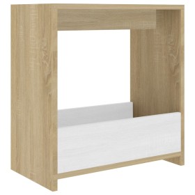 vidaXL Beistelltisch Weiß und Sonoma-Eiche 50x26x50 cm Holzwerkstoff