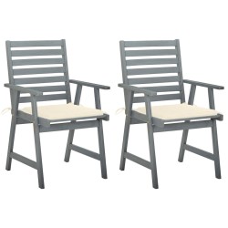 vidaXL Garten-Essstühle mit Kissen 2 Stk. Massivholz Akazie 