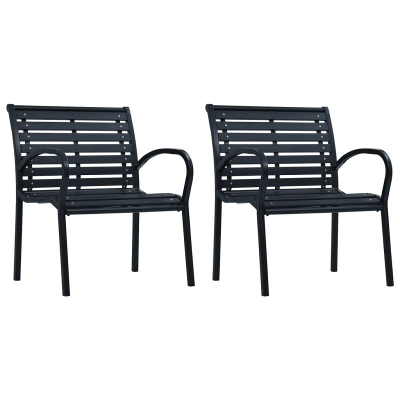 vidaXL Gartenstühle 2 Stk. Schwarz Stahl und WPC vidaXL Gartenstühle 2 Stk. Schwarz Stahl und WPC