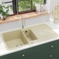 vidaXL Granitspüle Doppelbecken Beige vidaXL Granitspüle Doppelbecken Beige