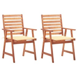 Garten-Essstühle 2 Stk. mit Kissen Massivholz Akazie