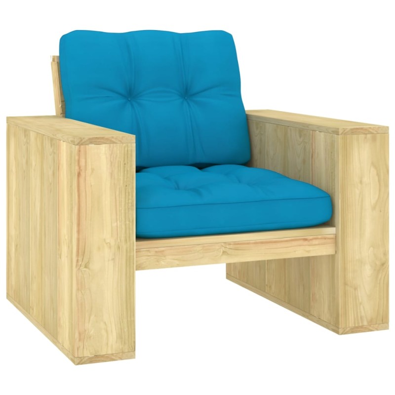 vidaXL Gartenstuhl mit Blauen Kissen Imprägniertes Kiefernholz vidaXL Gartenstuhl mit Blauen Kissen Imprägniertes Kiefernholz