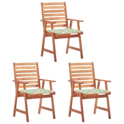 Garten-Essstühle 3 Stk. mit Kissen Massivholz Akazie