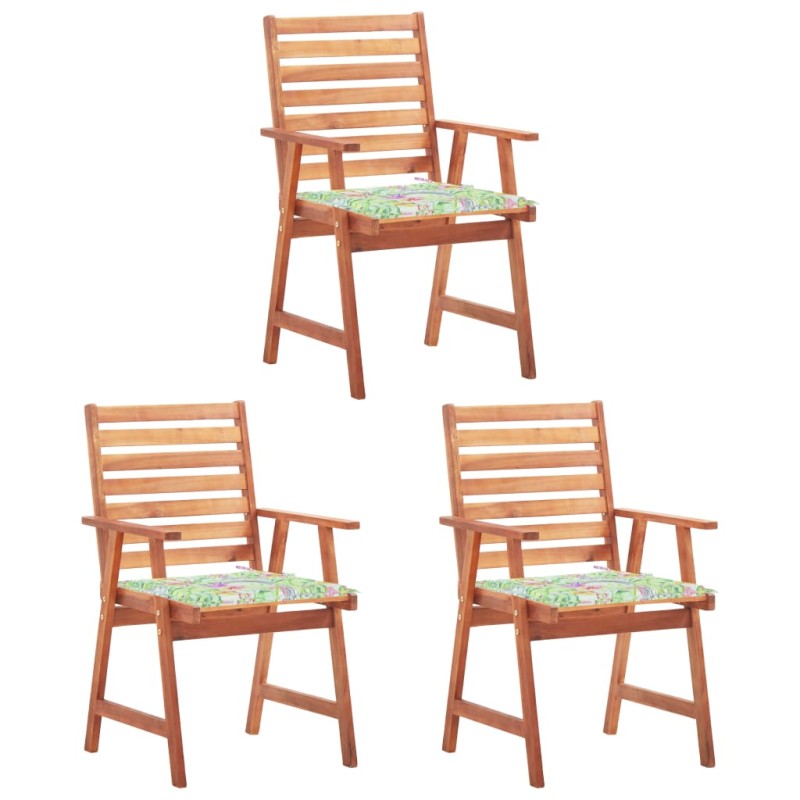 Garten-Essstühle 3 Stk. mit Kissen Massivholz Akazie Garten-Essstühle 3 Stk. mit Kissen Massivholz Akazie
