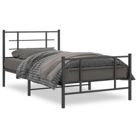 vidaXL Bettgestell mit Kopf- und Fußteil Metall Schwarz 100x190 cm