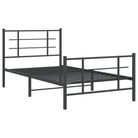 vidaXL Bettgestell mit Kopf- und Fußteil Metall Schwarz 100x190 cm