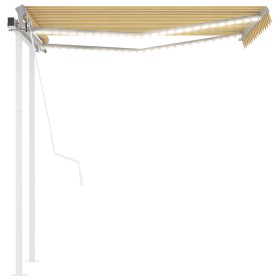 vidaXL Markise Automatisch mit LED & Windsensor 3x2,5 cm Gelb & Weiß