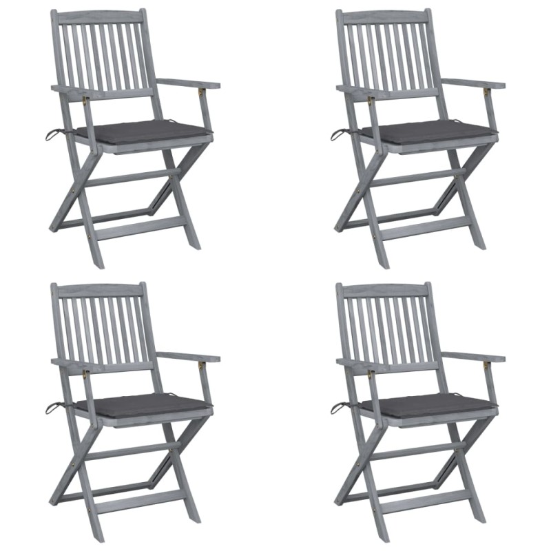 Klappbare Gartenstühle 4 Stk. mit Sitzkissen Massivholz Akazie Klappbare Gartenstühle 4 Stk. mit Sitzkissen Massivholz Akazie