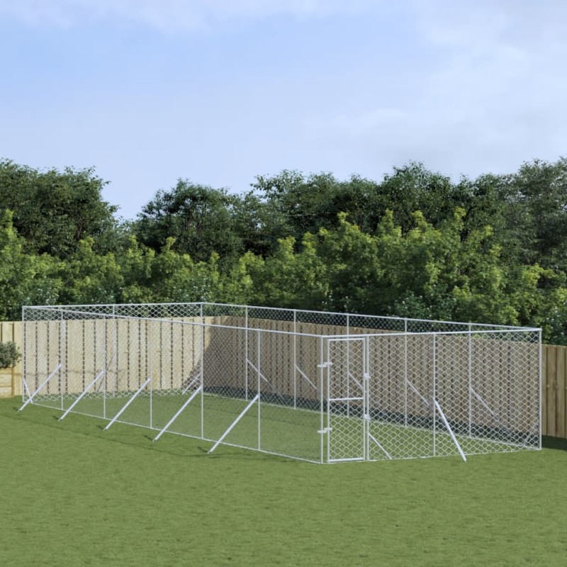vidaXL Outdoor-Hundezwinger Silbern 4x12x2 m Verzinkter Stahl vidaXL Outdoor-Hundezwinger Silbern 4x12x2 m Verzinkter Stahl