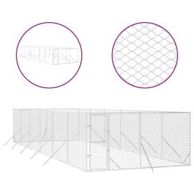 vidaXL Outdoor-Hundezwinger Silbern 4x12x2 m Verzinkter Stahl