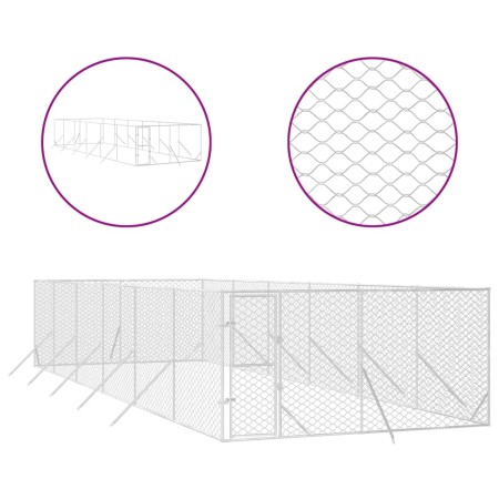 vidaXL Outdoor-Hundezwinger Silbern 4x12x2 m Verzinkter Stahl