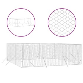 vidaXL Outdoor-Hundezwinger Silbern 6x6x2 m Verzinkter Stahl