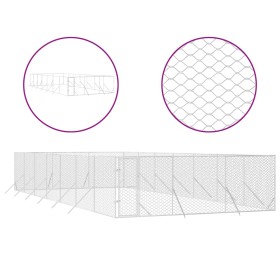 vidaXL Outdoor-Hundezwinger Silbern 6x14x2 m Verzinkter Stahl