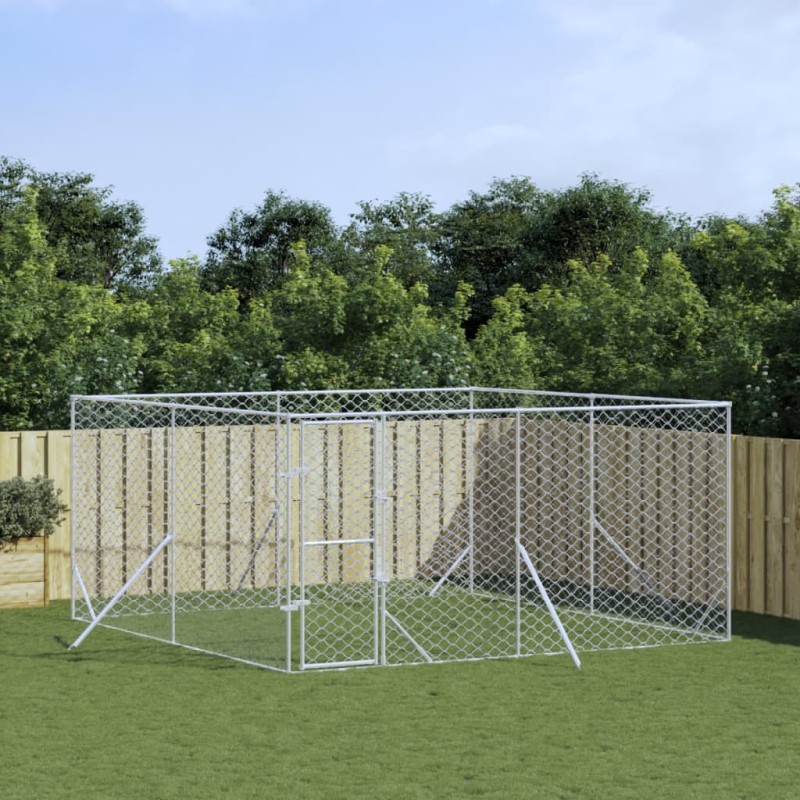 vidaXL Outdoor-Hundezwinger Silbern 4x4x2 m Verzinkter Stahl vidaXL Outdoor-Hundezwinger Silbern 4x4x2 m Verzinkter Stahl