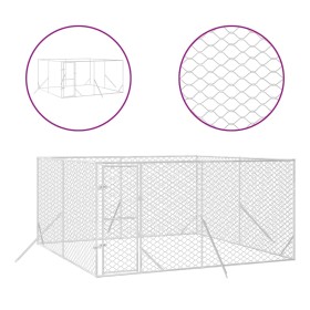 vidaXL Outdoor-Hundezwinger Silbern 4x4x2 m Verzinkter Stahl
