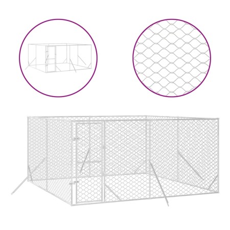 vidaXL Outdoor-Hundezwinger Silbern 4x4x2 m Verzinkter Stahl