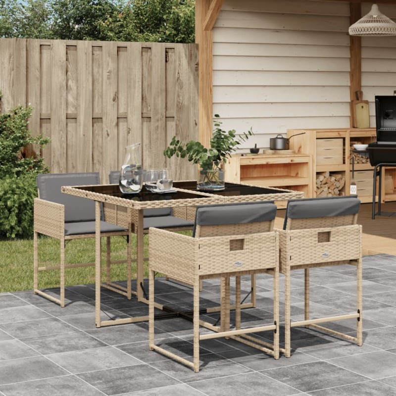 vidaXL 5-tlg. Garten-Essgruppe mit Kissen Beigemischung Poly Rattan vidaXL 5-tlg. Garten-Essgruppe mit Kissen Beigemischung Poly Rattan