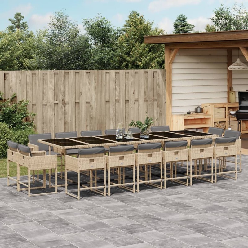 vidaXL 17-tlg. Garten-Essgruppe mit Kissen Beigemischung Poly Rattan vidaXL 17-tlg. Garten-Essgruppe mit Kissen Beigemischung Poly Rattan