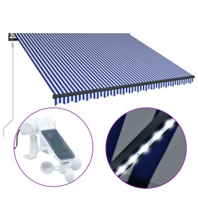 vidaXL Markise mit Windsensor & LED 300x250cm Blau und Weiß