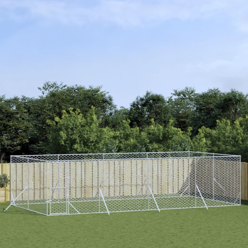 vidaXL Outdoor-Hundezwinger Silbern 8x4x2 m Verzinkter Stahl vidaXL Outdoor-Hundezwinger Silbern 8x4x2 m Verzinkter Stahl