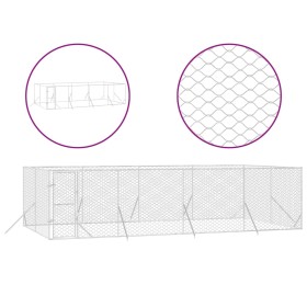 vidaXL Outdoor-Hundezwinger Silbern 8x4x2 m Verzinkter Stahl