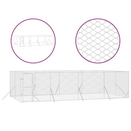 vidaXL Outdoor-Hundezwinger Silbern 8x4x2 m Verzinkter Stahl