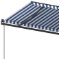 vidaXL Markise Manuell Einziehbar mit Pfosten 6x3,5 m Blau Weiß vidaXL Markise Manuell Einziehbar mit Pfosten 6x3,5 m Blau Weiß