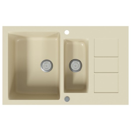 vidaXL Granitspüle Doppelbecken Beige