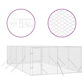 vidaXL Outdoor-Hundezwinger Silbern 4x8x2 m Verzinkter Stahl