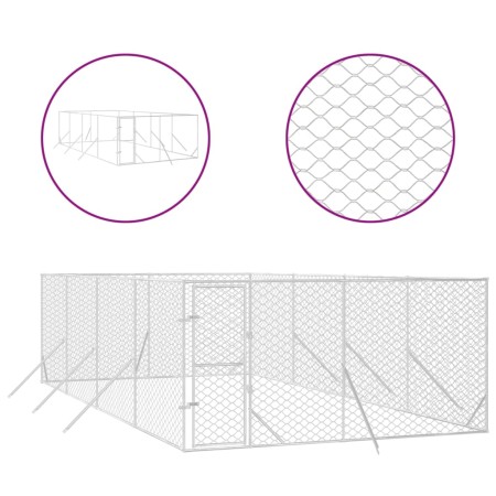 vidaXL Outdoor-Hundezwinger Silbern 4x8x2 m Verzinkter Stahl